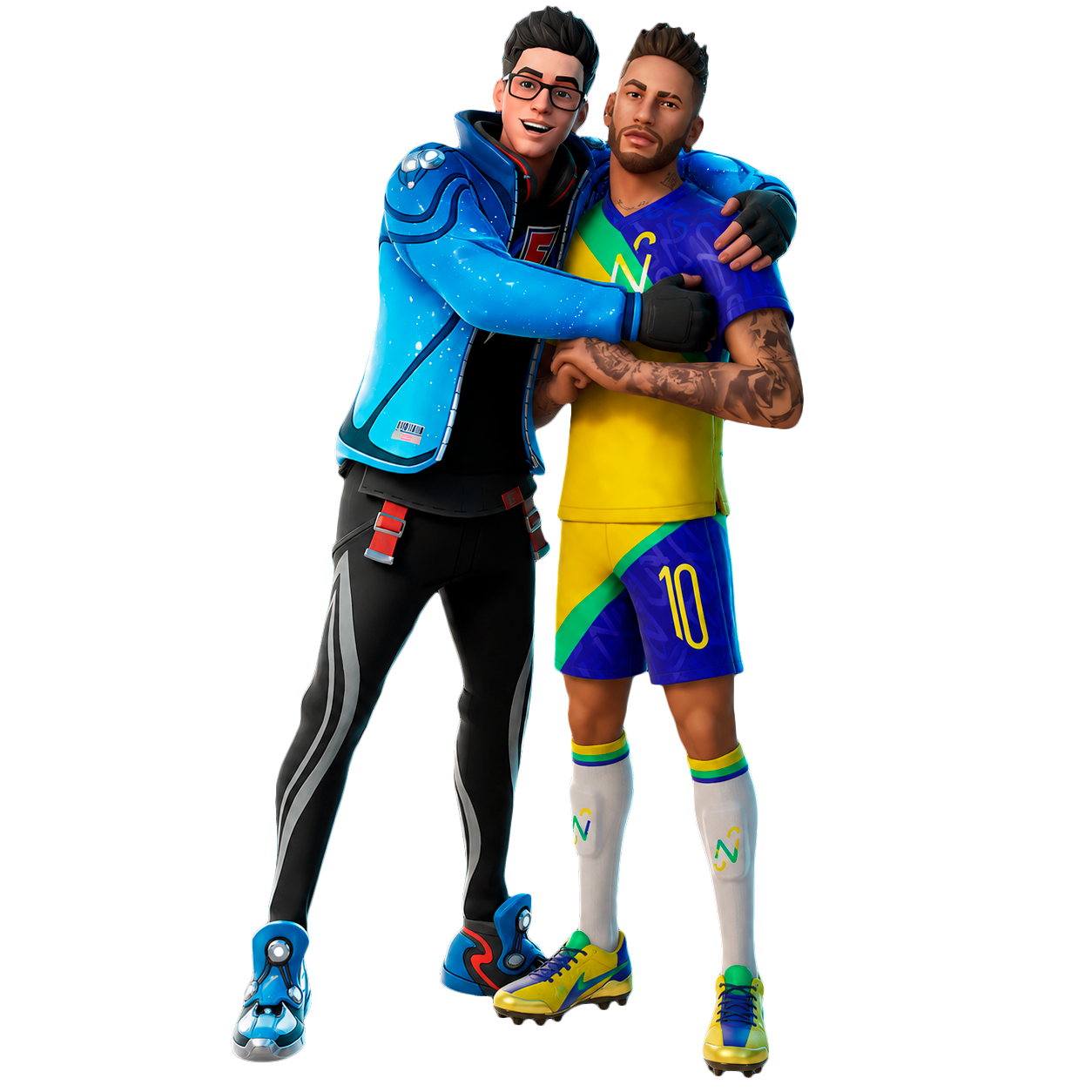 Skins oficiais Flakes Power e Neymar Jr. no Fortnite